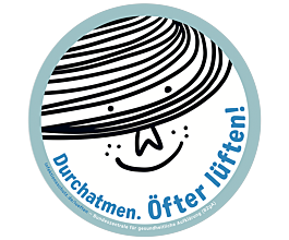 Aufkleber für Fenster und Türen "Durchatmen. Öfter lüften" Aufkleber für Fenster und Türen "Durchatmen. Öfter lüften"