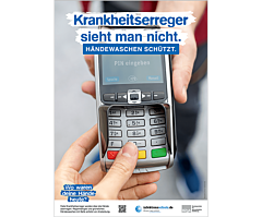Plakat "Wo waren deine Hände heute?" - Motiv EC-Kartenlesegerät