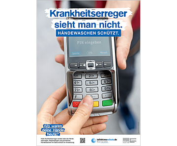 Plakat "Wo waren deine Hände heute?" - Motiv EC-Kartenlesegerät